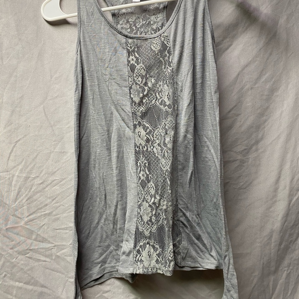 Gray lacey tank top